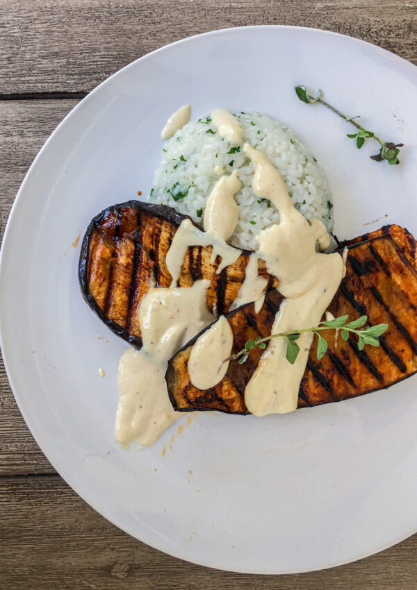 BBQ Eggplant with Creamy Tofu