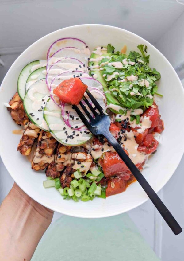 watermelon vegan poke bowl