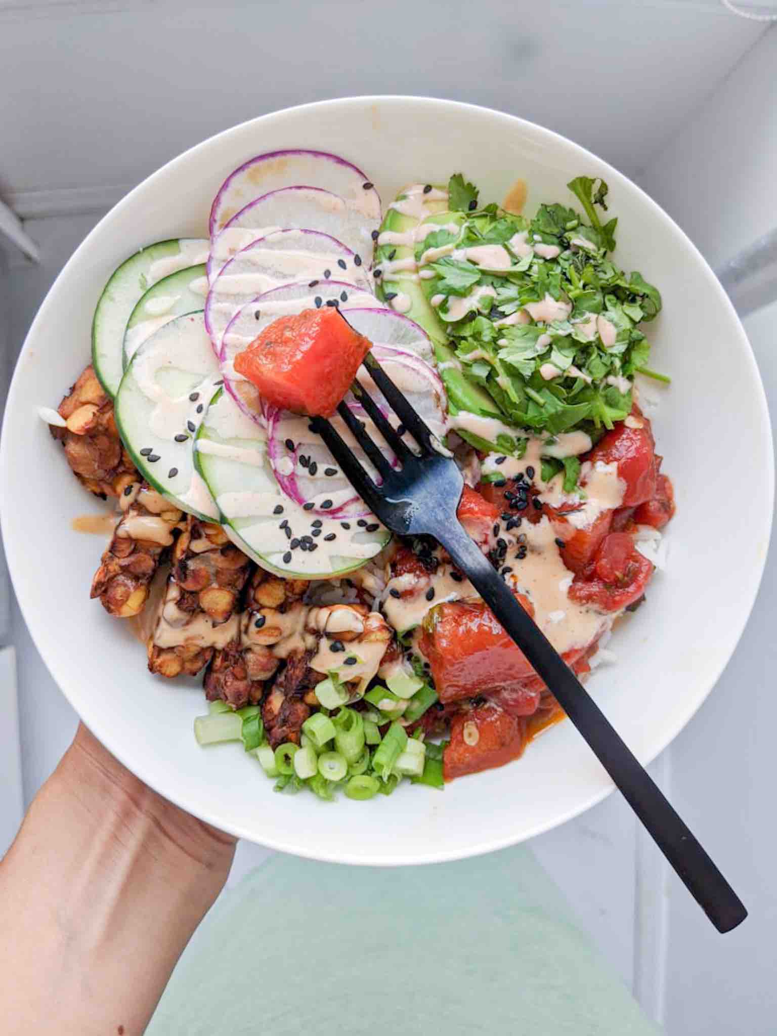 watermelon vegan poke bowl